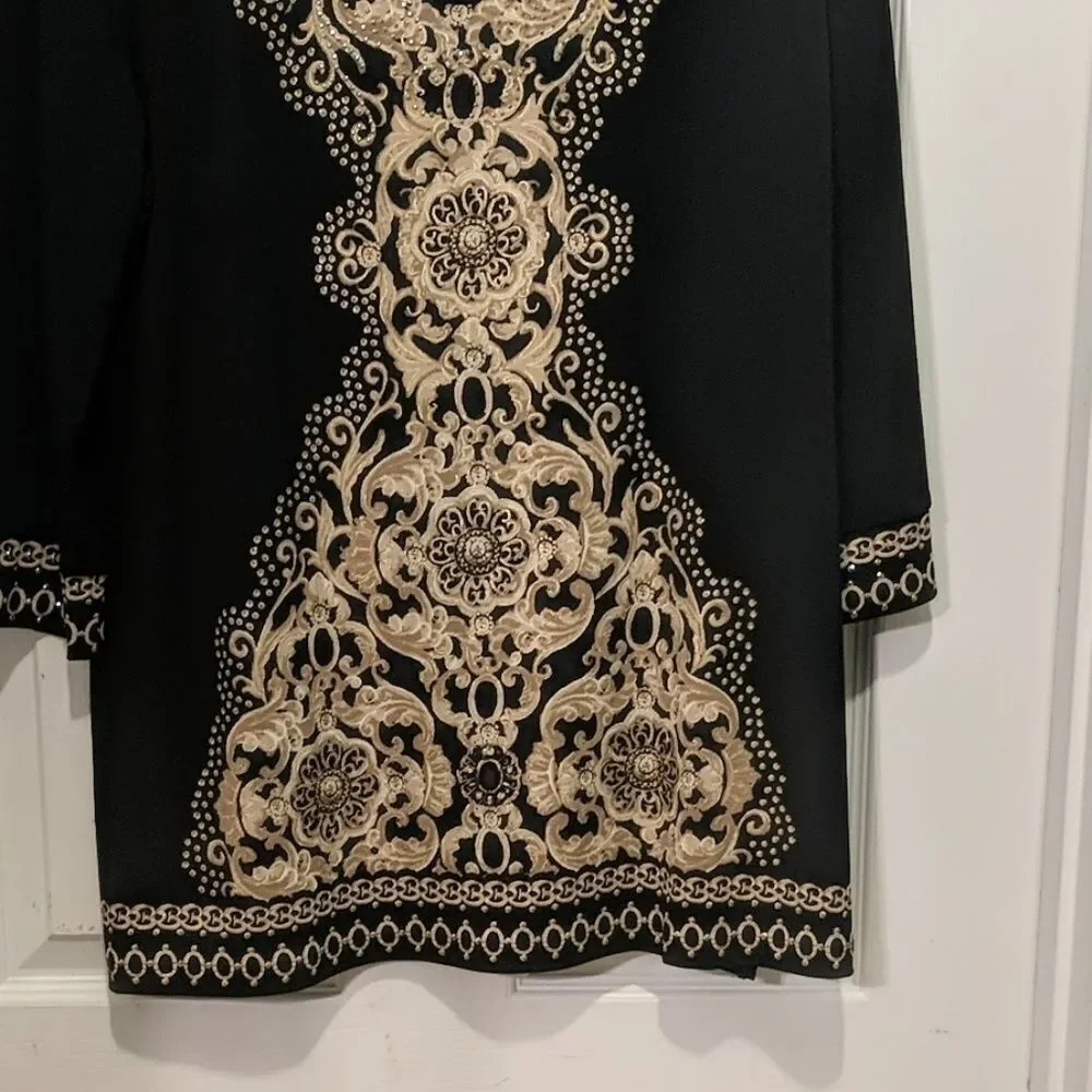 JM Collection gold black design top Sz XL NWT